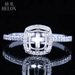 HELON Подушка 6x5,5 мм Твердое 14 K (AU585) белое золото 0.25CT натуральные Алмазы обручальные свадебные полу крепление кольцо женские ювелирные