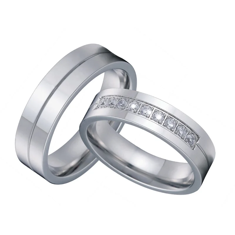Mens Jewelry Wedding Band Ring Silver Color Alliances Anniversary Lover's Couple Engagement Rings for Women