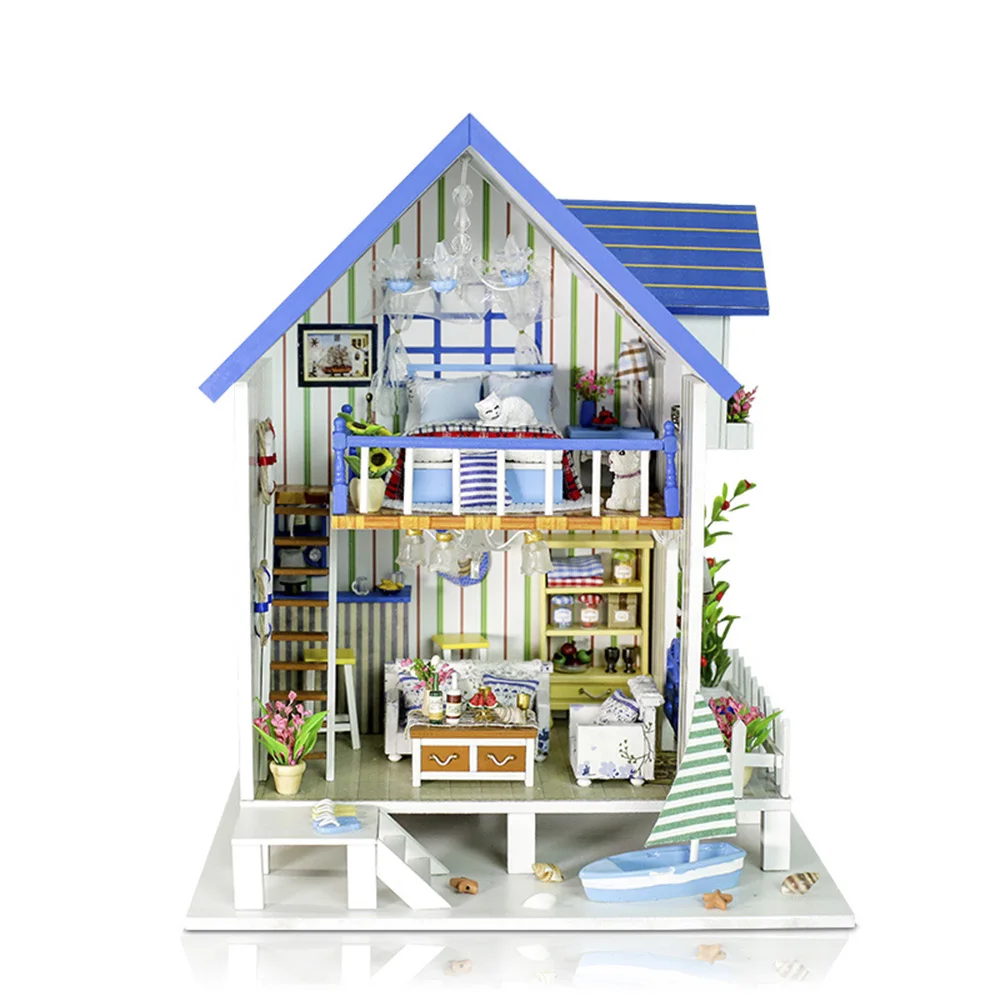 iiE CREATE 2018 New DIY 3D Mini Toys Stitching Doll House Wooden Educational  with LED+Furniture Toys for children Lover (1)