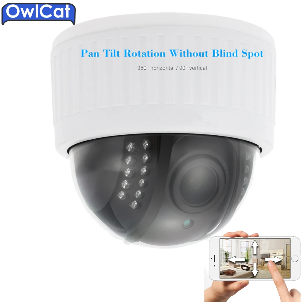 Owlcat Крытый Купол 1080 P PTZ IP Камера Беспроводной WI FI безопасности 5X зум микрофон Audio