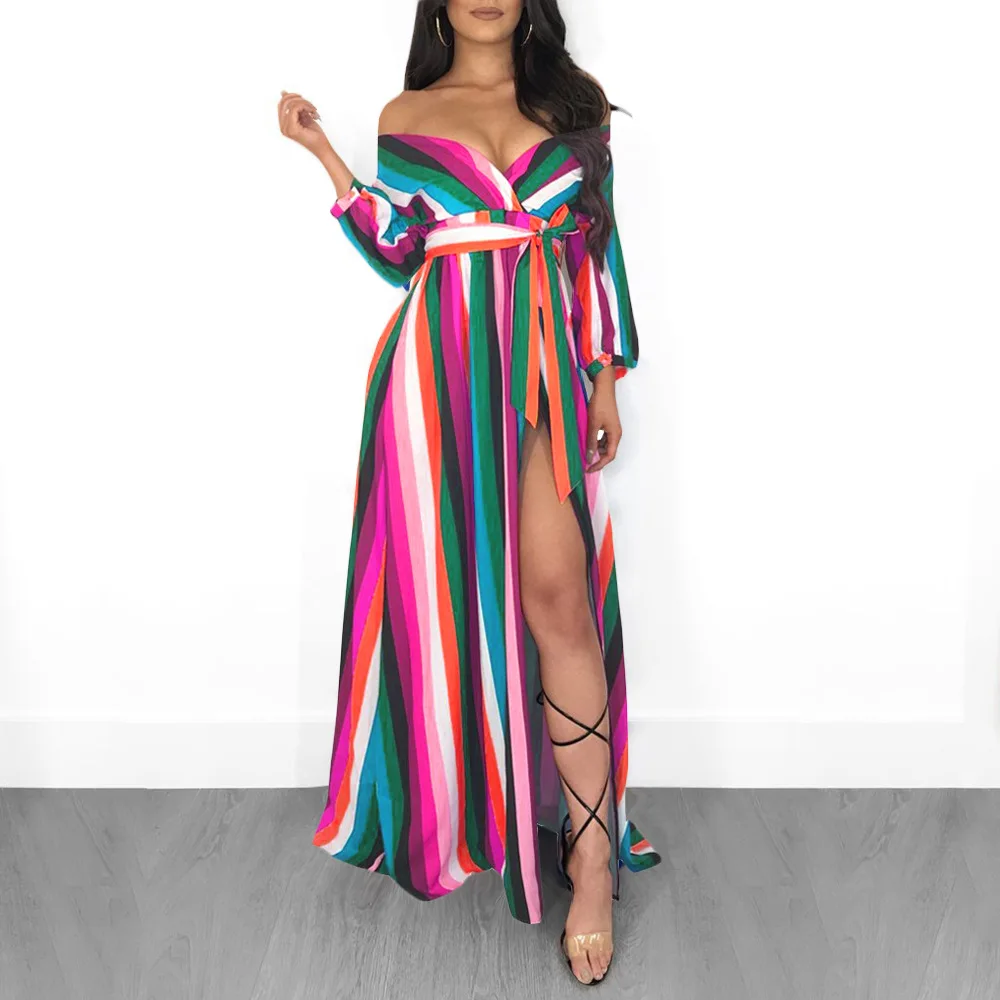 

Streetwear Loose Spring Dress 2019 V-neck Floor-length Full Women Dresses Hollow Out Patchwork Women Clothes 2018