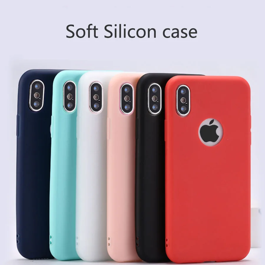 

Phone Case For iPhone X XR XS MAX Case for iphone 6 6s 7 8 Plus 5 5s SE Case Matte Simple Solid Color Soft Silicon Back Cover