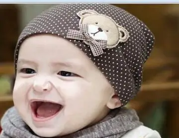 1 шт., Милая зимняя и осенняя вязаная крючком теплая хлопковая шапочка для новорожденных, шапка для маленьких девочек и мальчиков, детская одежда с медведем, T244-3 - Цвет: 9