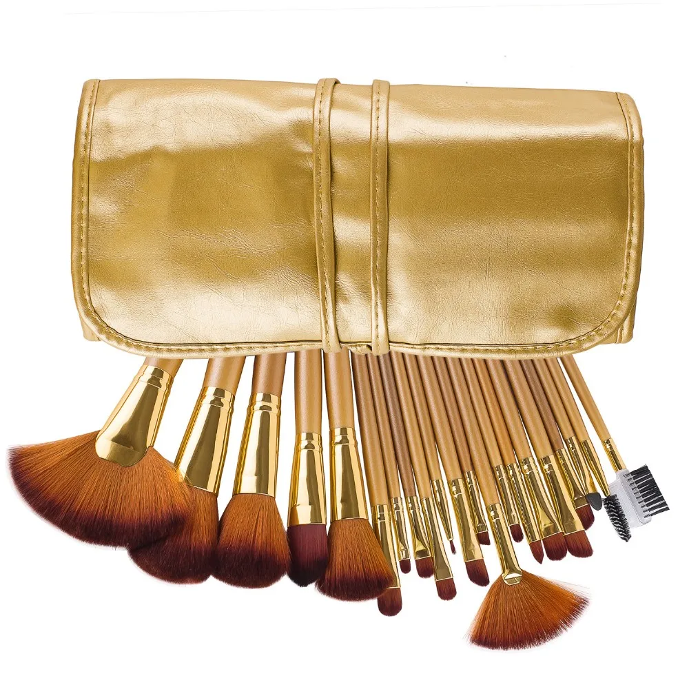21 шт. кисти для макияжа Профессиональная основа тени для век Кисть для смешивания золотые натуральные волосы набор кистей для макияжа Косметические Инструменты