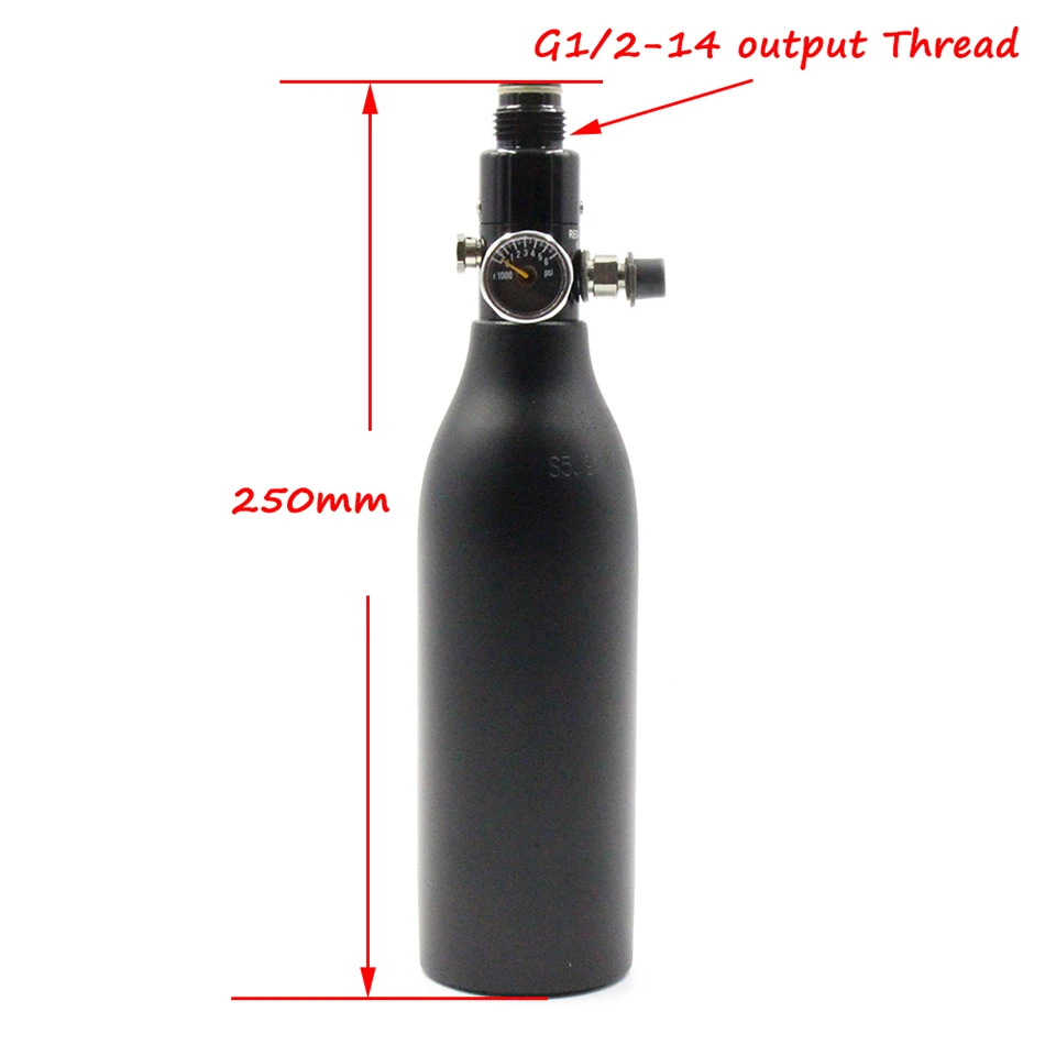 Бак высокого давления QUPB PCP для ПЕЙНТБОЛА 4500PSI 5/8 18 UNF thread с регулятором 0.2L 0.26L 0.35L