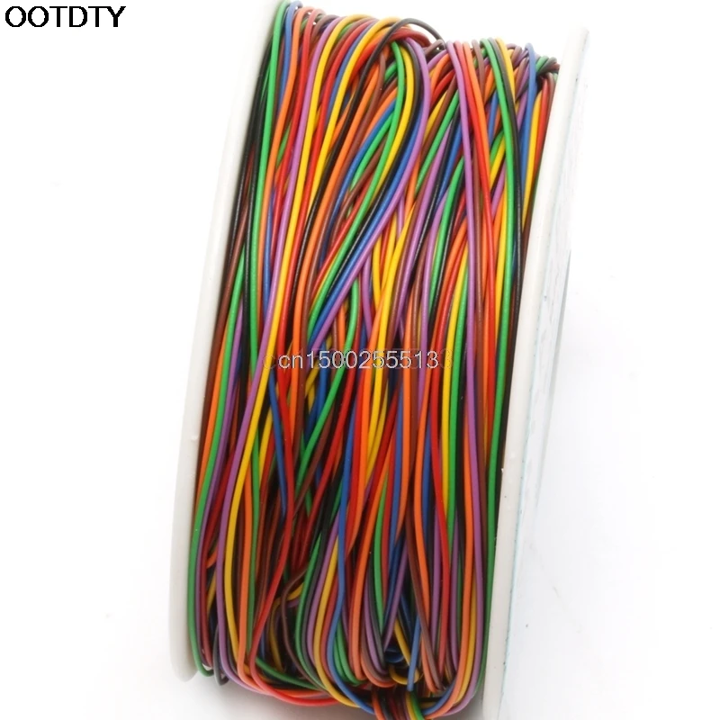 OOTDTY один рулон 8 цветов 30AWG провода оберточная проволока, луженая медь, ПВХ изоляция