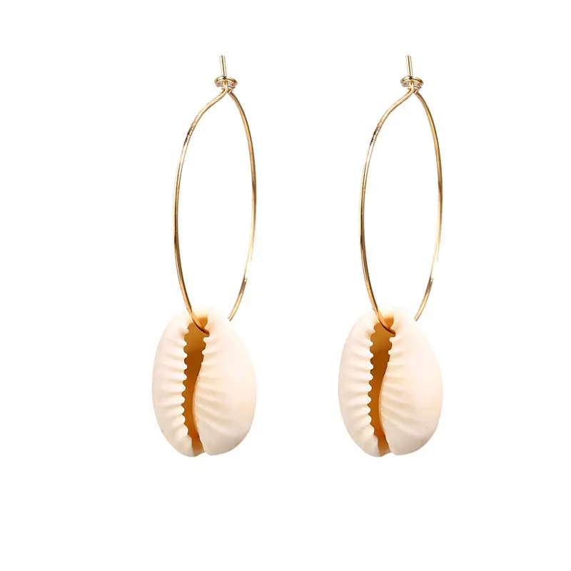 

Fashion Summer Holiday Women Round Beach Drop Earrings Bohemian Shell Jewelry Wedding Bride Best Gift