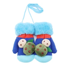 Милые вязаные перчатки с божьей коровкой для мальчиков и девочек возрастом от 4 до 7 лет Детские перчатки в форме животных из мультфильма варежки зимние Утепленные варежки для маленьких детей