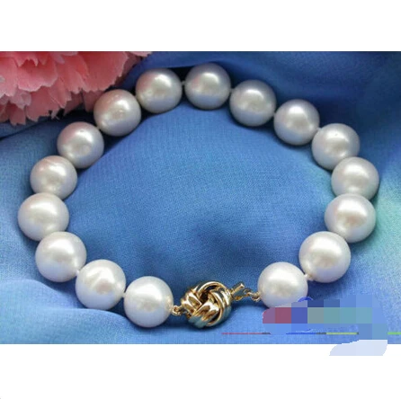 

p3114 AA++ 8" 12mm white round freshwater cultured pearl bracelet@^Noble style Natural Fine jewe SHIPPING new >>free shipping -B