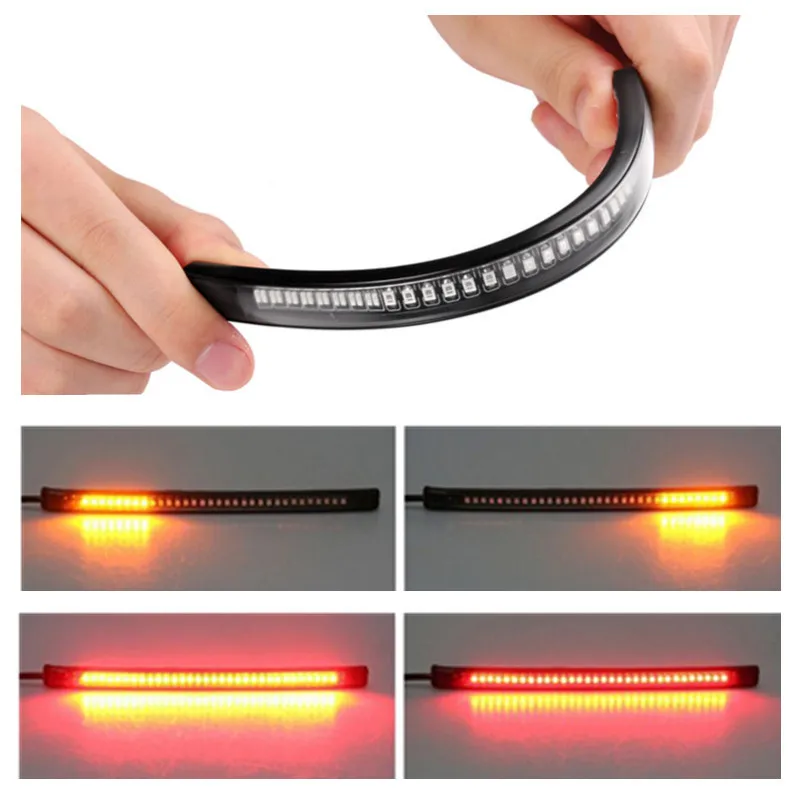 

1PC Universal Flexible Brake Tail Stop Light Led Strip Motorcycle Led Tail Light Turn Signal Brake License Plate Strip Flexible