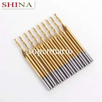 

10pcs 1/8'' 1.5mm x8mm Titanium Coated Drill Bit Set Carbide Milling Cutter CNC Flute Ball Nose Router Bit