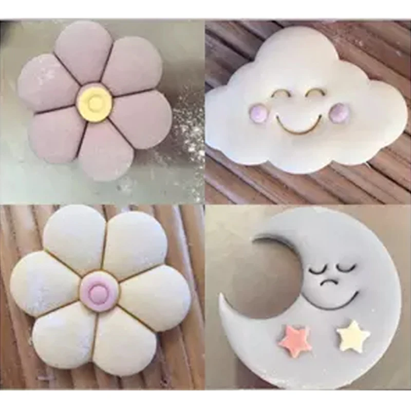 

Food series Cute Moon Cloude Ice cream Folwers Cookie Cutters Fondant Biscuit Tools Made 3D Printed Cookie Cutter Set Cake Tools