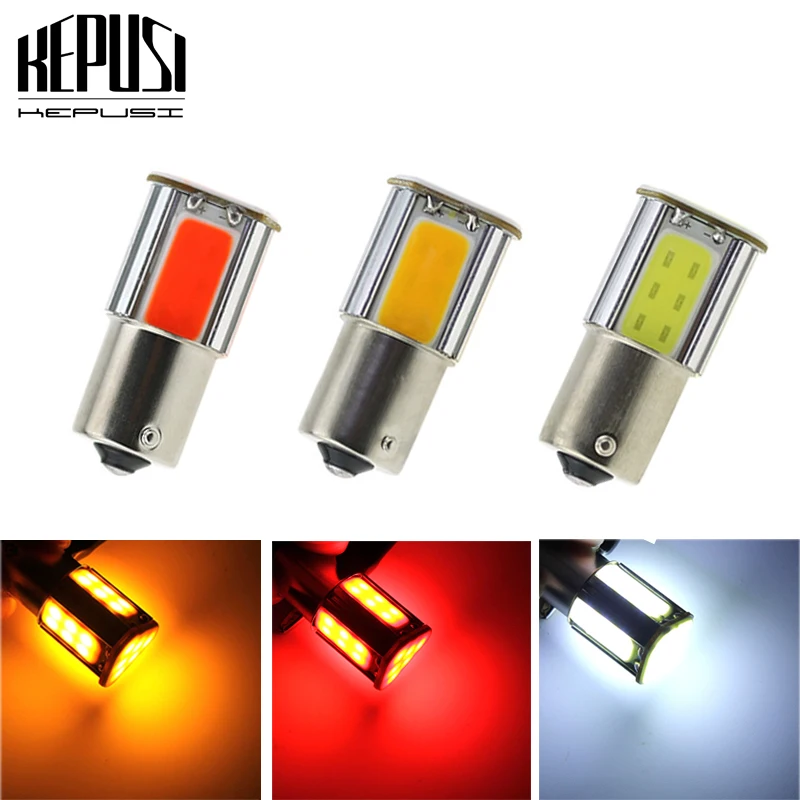 2 шт. 1156 1157 led COB p21w bay15d ba15s P21/5 Вт 12 в автомобильный тормозной светильник Белый