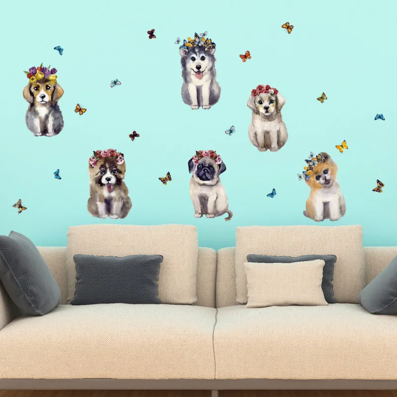 

Cute puppy pattern wall sticker Mobile Creative Wall Affixed With Decorative Wall Window Decoration Fast wall sticker 2019