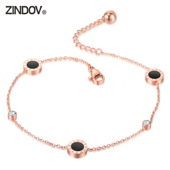 

ZINDOV Station Food Jewelry Anklet Stainless Steel Leg Bracelet Rose Gold and Silver Colors Not Fade Beach Bracelets For Women