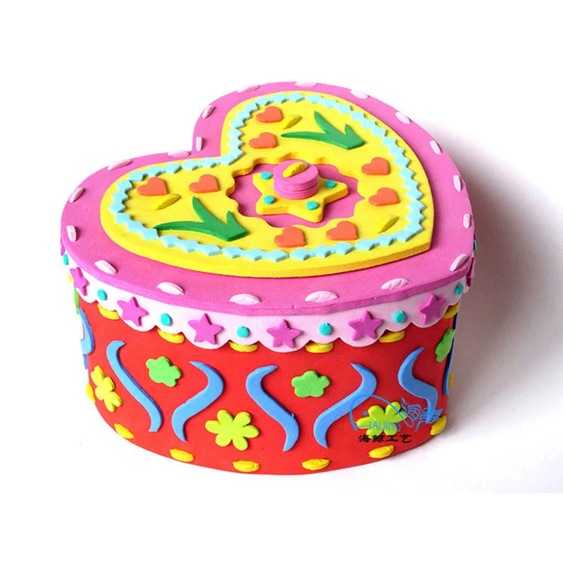 

4 Color Cute Cartoon DIY Handmade Storage Box 3D EVA Puzzle Kids Handcraft Box Creativity Toys For Children Educational Toy