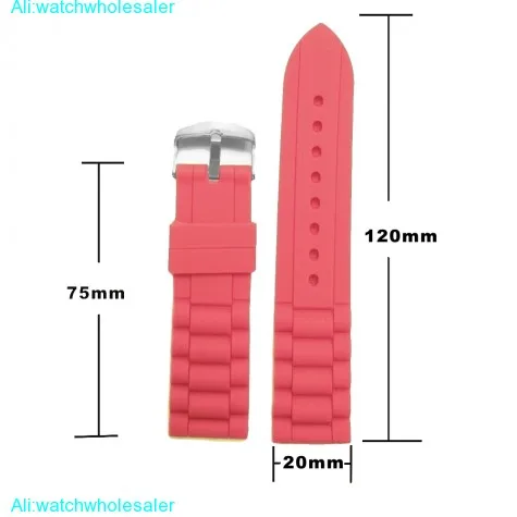 20mm Fun Magenta Color Silicone Jelly Rubber Lady Watch Band Straps WB1002O20JB