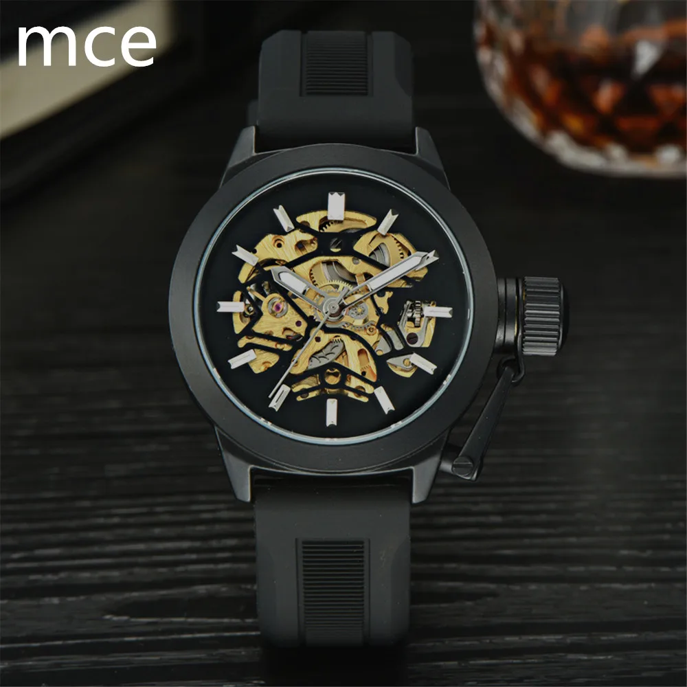 MCE Luxury Brand font b Mechanical b font Watches font b Men b font Black Silicone