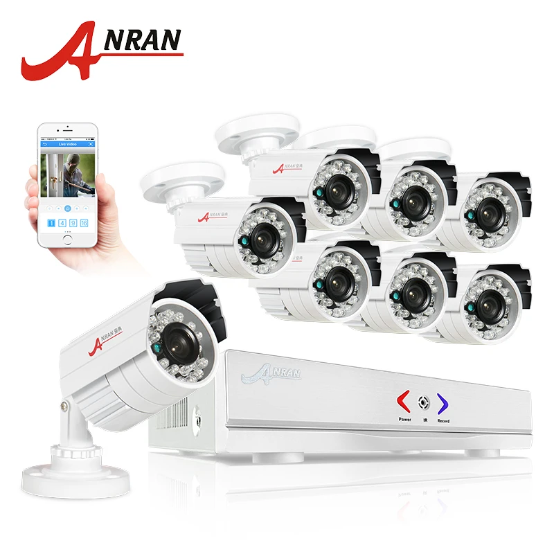 ANRAN 8CH Security System 1080N HDMI DVR AHD Set 720P 1800TVL IR Outdoor Camera Home CCTV Video Surveillance Kits Email Alert