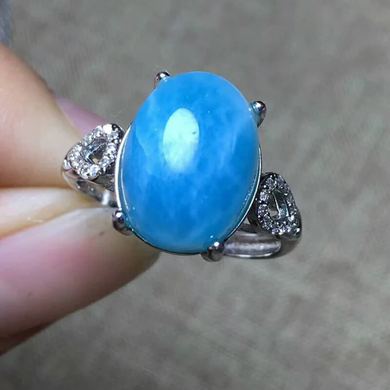 Buy KUIJIA Natural Larimar Ring Copper Pectolite