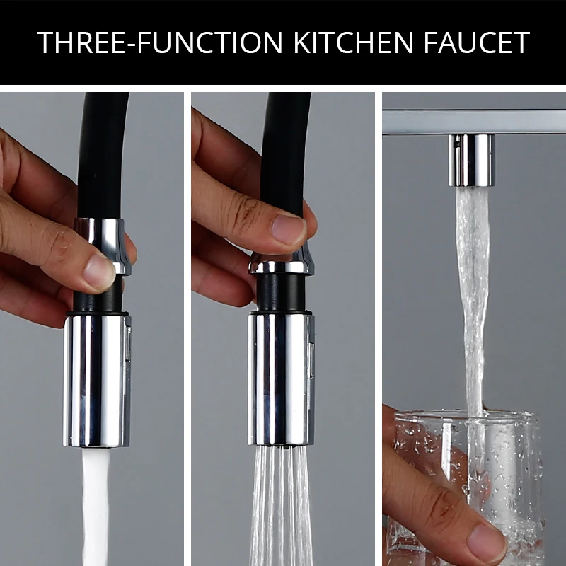 Ceny Czyszczenia wodą kuchnia kran z opryskiwaczem gęsiej szyi rozwijanej bateria zlewozmywakowa z litego mosiądzu 360 stopni obrót 3 Way filtr wody krany