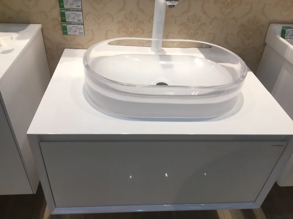 Oval Bathroom Resin Counter Top Sink Vessel Cloakroom Vanity Above