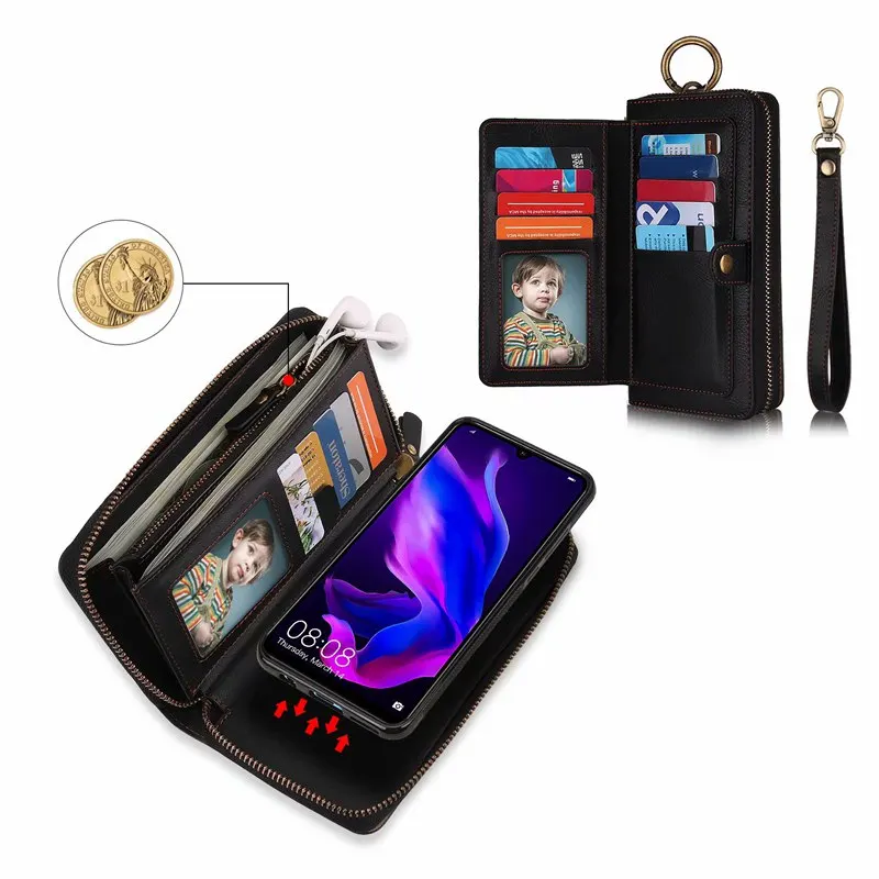 Purse Wristlet Phone Case For coque huawei p30 pro lite nova4e Funda Etui Luxury Leather Protective Wallet Phone Shell Cover bag
