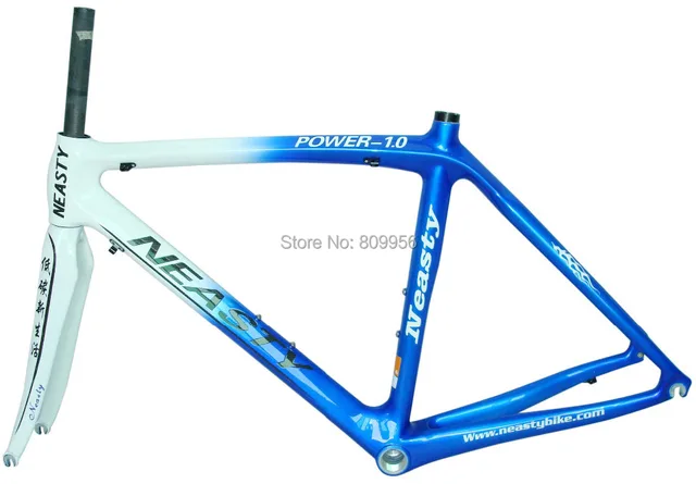 Best price at $484 Cheap 100% Carbon Frame 52/56cm Road Bike Frame White and Blue RB-NT10