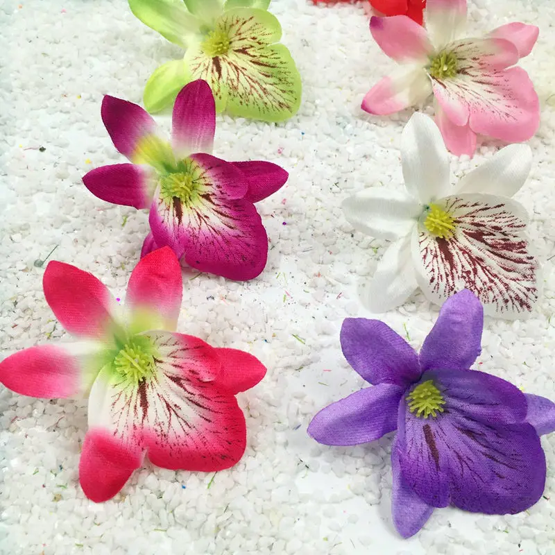 HINDJEF 5 шт./искусственные шелковые цветы маленькая голубая бабочка Орхидея DIY моделирование цветок головы декоративные искусство и ремесла