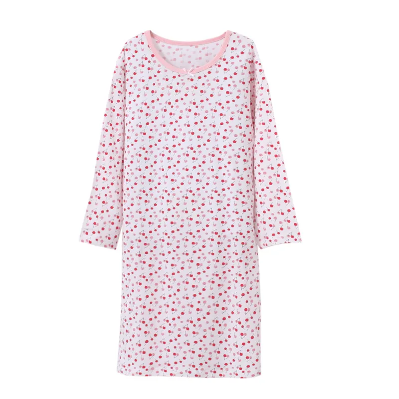 Осенние платья; пижамы для маленьких девочек; хлопковая ночная рубашка принцессы; однотонная Детская домашняя одежда; одежда для сна для девочек; детская ночная рубашка - Цвет: White cherry
