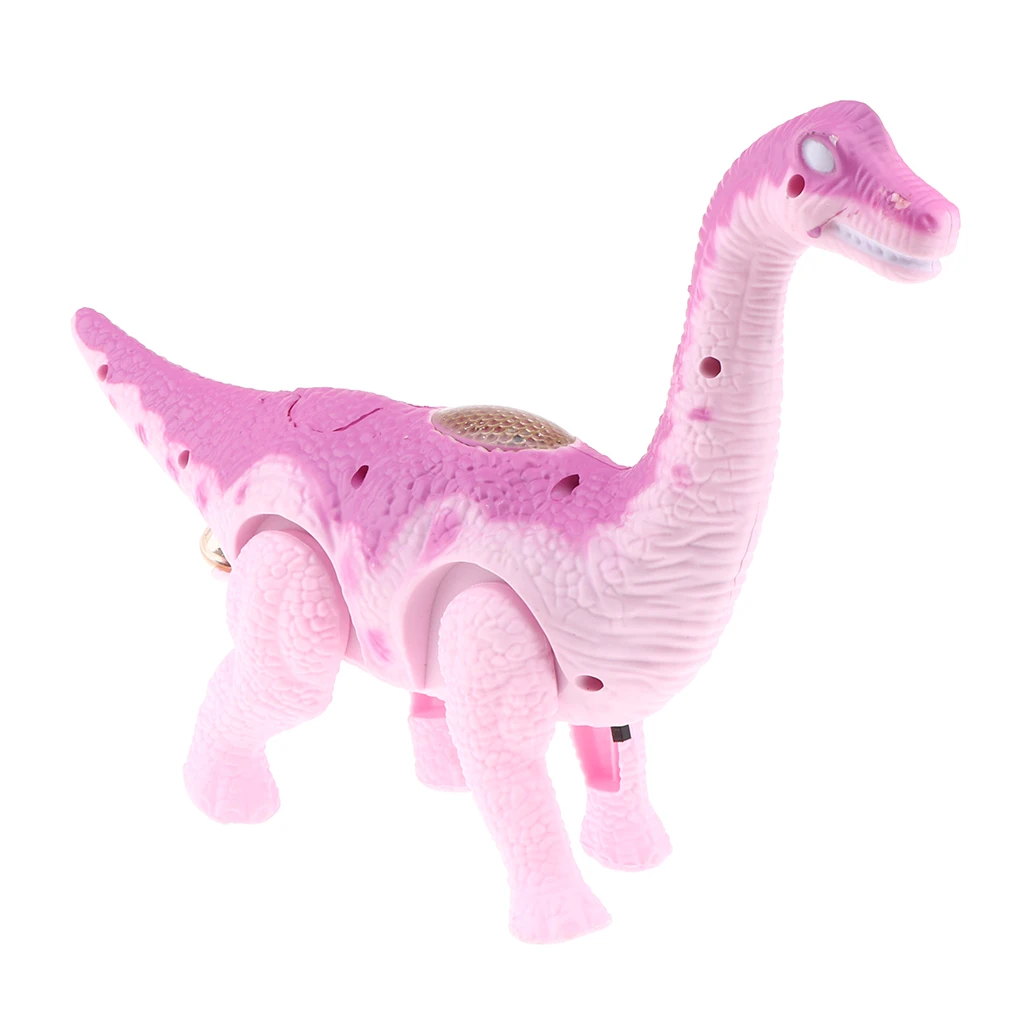 Plastic Battery Powered Walking Dinosaur Figure Model with Lights & Sounds Brachiosaurus Purple