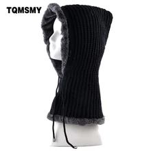 Унисекс Зимние шапки для мужчин вязаный шерстяной берет сплошной цвет цельный кепки в стиле хип-хоп плюс бархатная теплая шапка женская шляпу