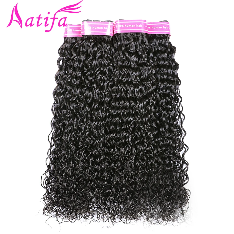 Brazilian Water Wave Hair Bundles Human Hair Weave 3 or 4 Bundles Natural Color Aatifa NonRemy Hair Extension 8-28 inch