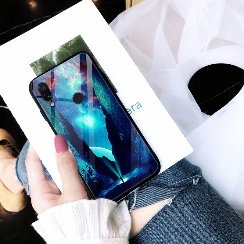 Чехол из закаленного стекла для Xiaomi Redmi Note 7, чехол из жесткого поликарбоната, цветной чехол для Xiaomi Redmi Note 7 Pro, чехол-бампер для телефона Note7 7S