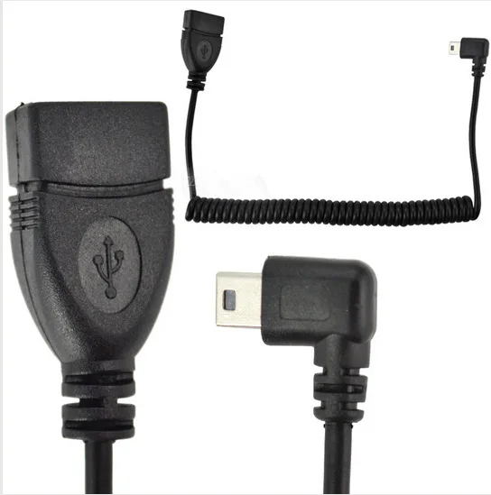 5 футов Спиральный USB MINI Pin левый угол папа к 2 0 A гнездовой кабель|left angle|mini pinto usb |
