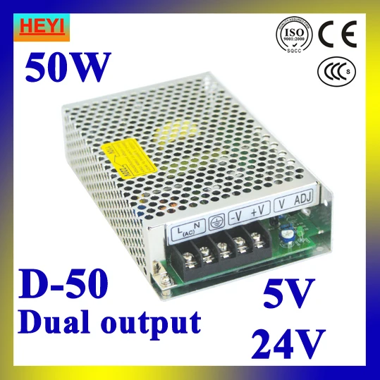 

Dual output switching power supply 5V 24V 100~120V/200~240V input LED power supply 50W 5V 24V transformer