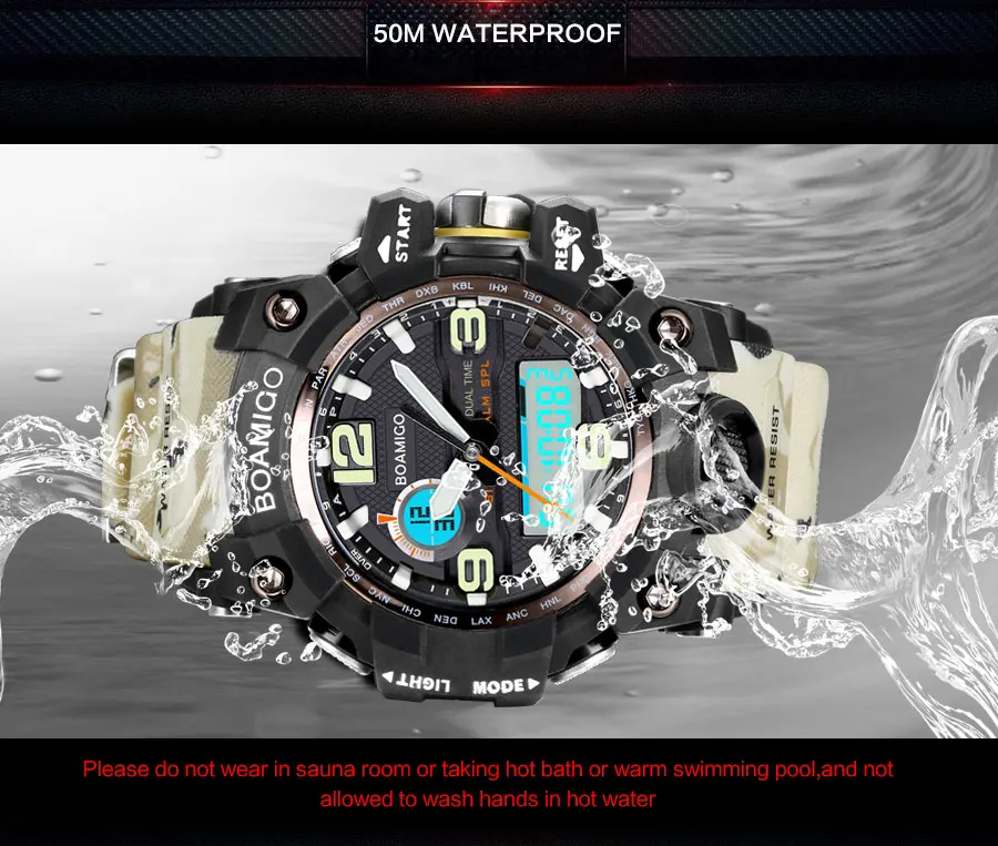  Analog LED Digital Plastic Watches Military Men Sports Watch New Fashionable Quartz Wristwatches 50M Waterproof Swimming Clock (3)