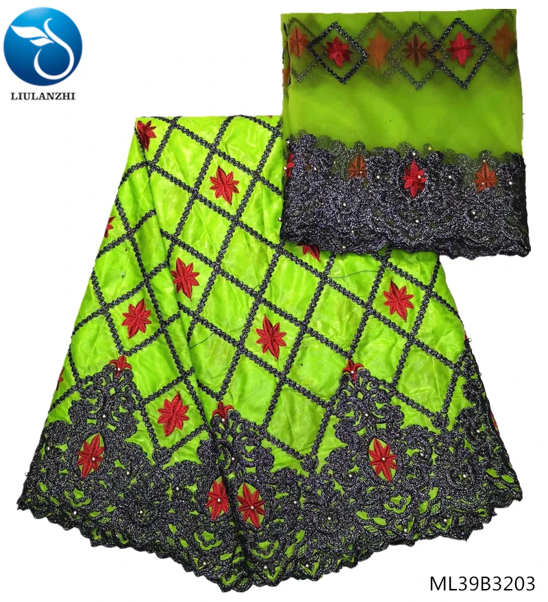 

LIULANZHI african cotton bazin fabrics 2019 green fabric Bazin riche fabric tissu cotton embroidered for women 7yards ML39B32