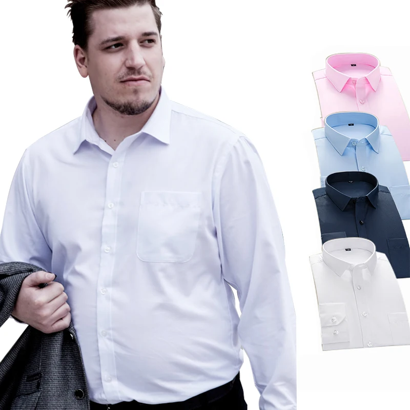Slim Fit Men's White Long Sleeved Striped Shirt M 6XL