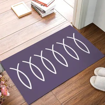 

Decorative Repeating Geometric Fish-Shaped Pattern Purple Door Mats Kitchen Floor Bath Entrance Rug Mat Absorbent
