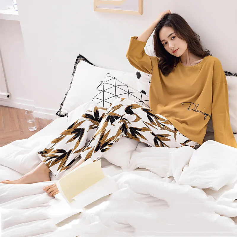 

Pregnant women spring and autumn cotton long-sleeved pajamas home service suit maternity clothes