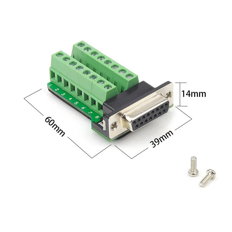 D-SUB DB15 VGA Мужской и женский головы 2 ряда 15 контактный разъем распределительный терминал винт гайка Тип DIY разъем