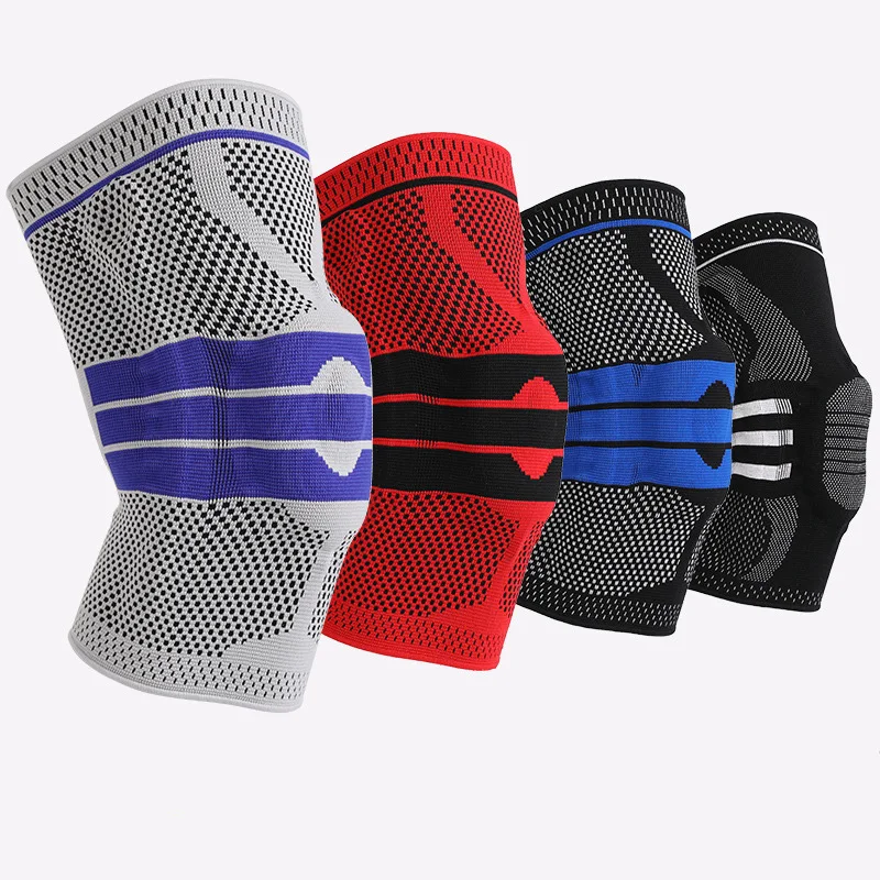 Silicone anti collision elastic sports knee pads breathable support