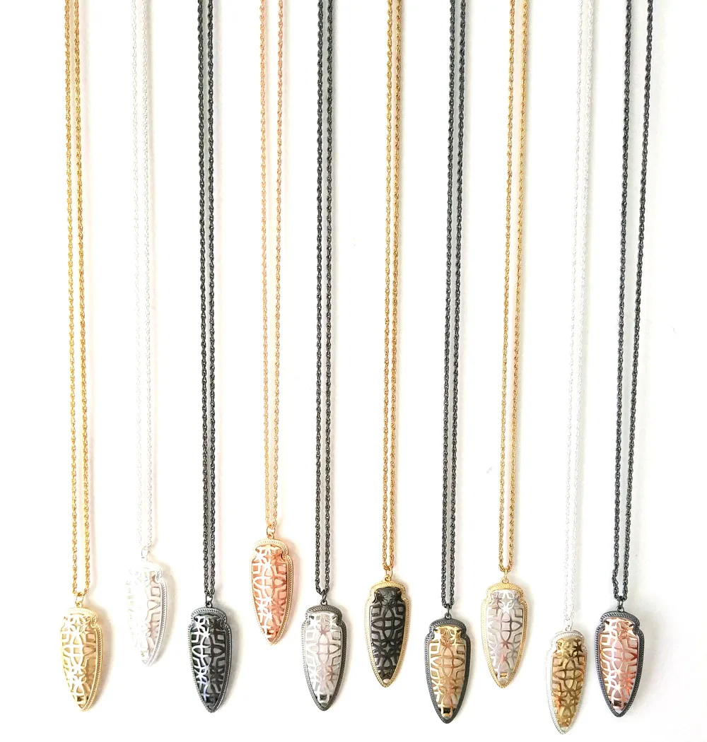 

Fashion 3D Filigree Arrow Head Long Necklace Pendant