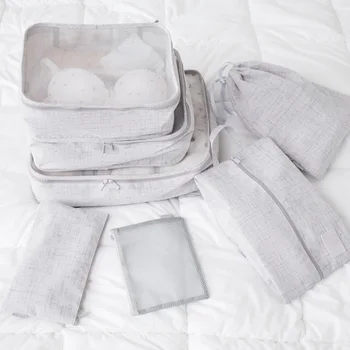 

7 Pcs Travel Set Waterproof Makeup Clothing Bra Organizer Weekend Overnight Pouch Women Underwear Vanity Beauty Tote Accessories