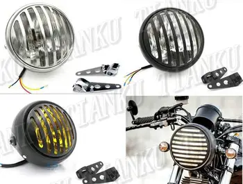 

Metal Grille 7" Head Light Lamp+ Mounting For Yamaha Honda Suzuki Kawasaki Street Bobber Custom Chopper Cruisers CG125 GN125