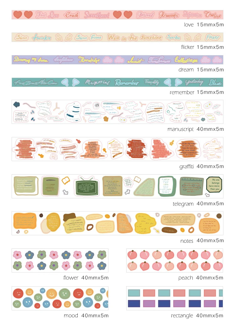 15/40 мм* 5 м Kawaii персик любовь васи ленты наклейки Скрапбукинг клейкой ленты школьные канцелярские принадлежности дневник Bullet Journal sl2000