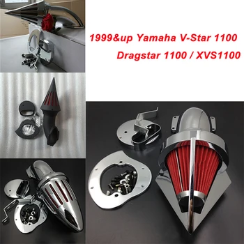 

For 1999&up Yamaha V-Star 1100 Dragstar 1100 XVS1100 Motorcycle Air Cleaner Kit Intake Filter Black Chrome 1999 2000 2001