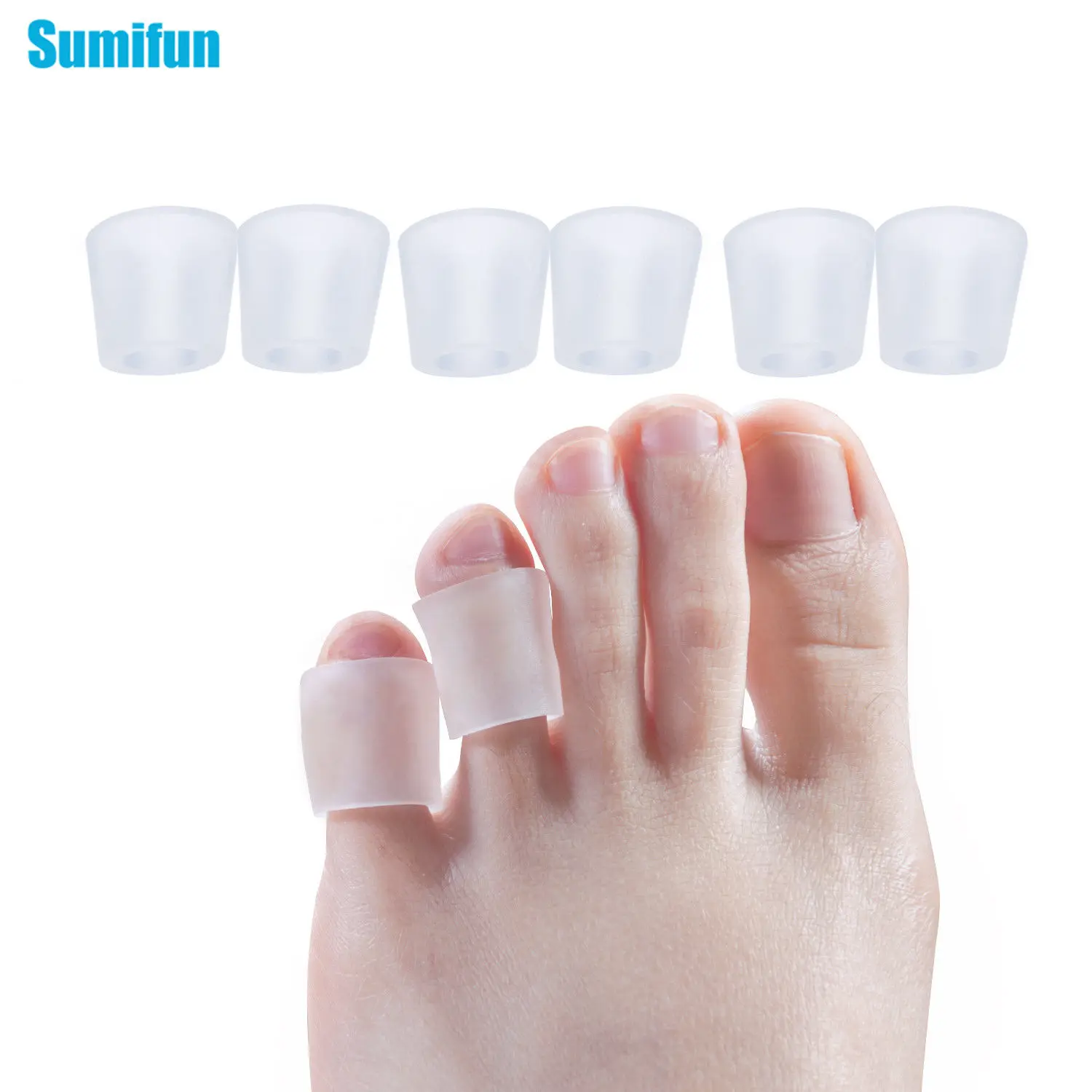 Sumifun 2Pcs/Pair Gel Toe Protector Corn Corrector Hammer Toes Suport Separator Foot Care Tool C1491