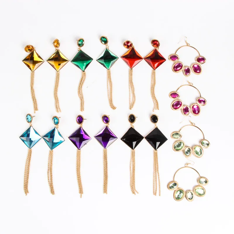 

Hot Sale Wholesale Lots Mixed 8 pairs Colors Bohemian Style Pretty Lady's pendant earrings jewelry(Color: Multicolor)